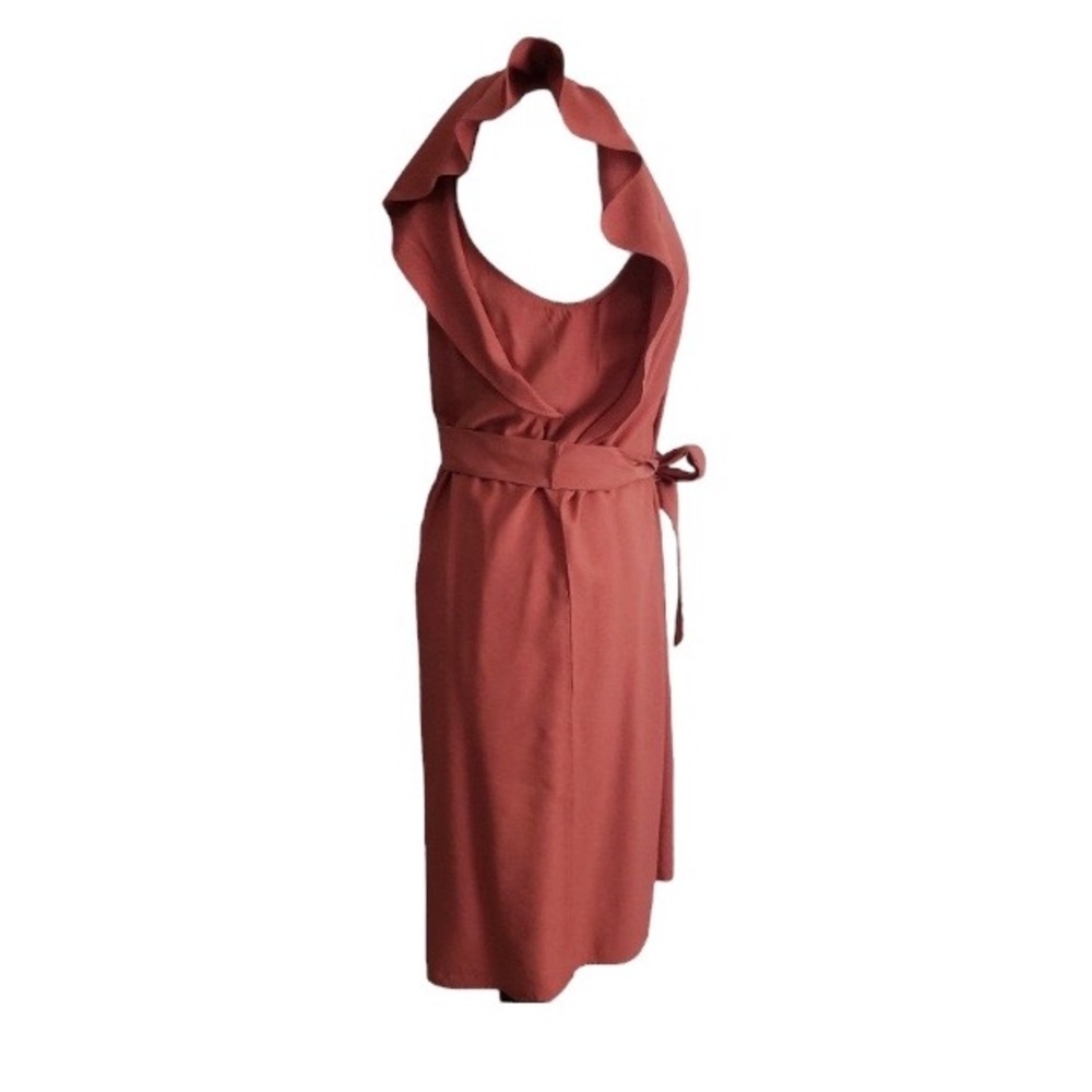 H&M Rust Cotton Flutter Sleeve Belted Dress Size … - image 4